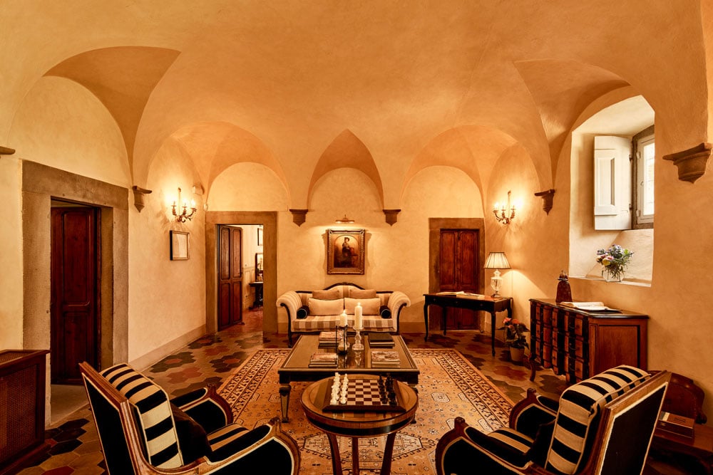 View Hall of Villa di Piazzano SLH Luxury Hotel Cortona tuscany