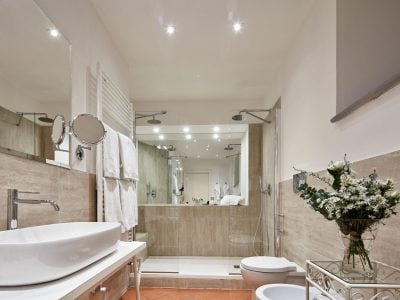 Bathroom detail Junior Suite Rooms Villa di Piazzano SLH Luxury Hotel Cortona tuscany