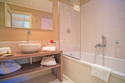 Bathroom detail Deluxe Rooms Villa di Piazzano SLH Luxury Hotel Cortona tuscany