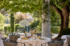 Breakfast time in the garden at Villa di Piazzano SLH Luxury Hotel Cortona tuscany